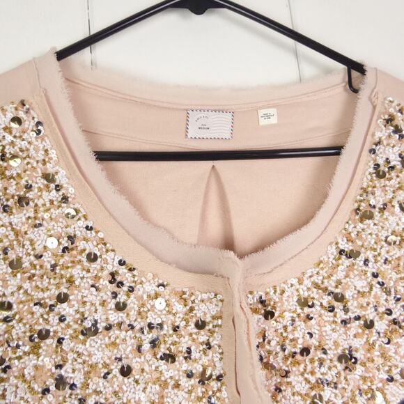 Anthropologie Cardigan Womens SZ M Paillette Embelished Sequined Boho Party - Picture 2 of 13